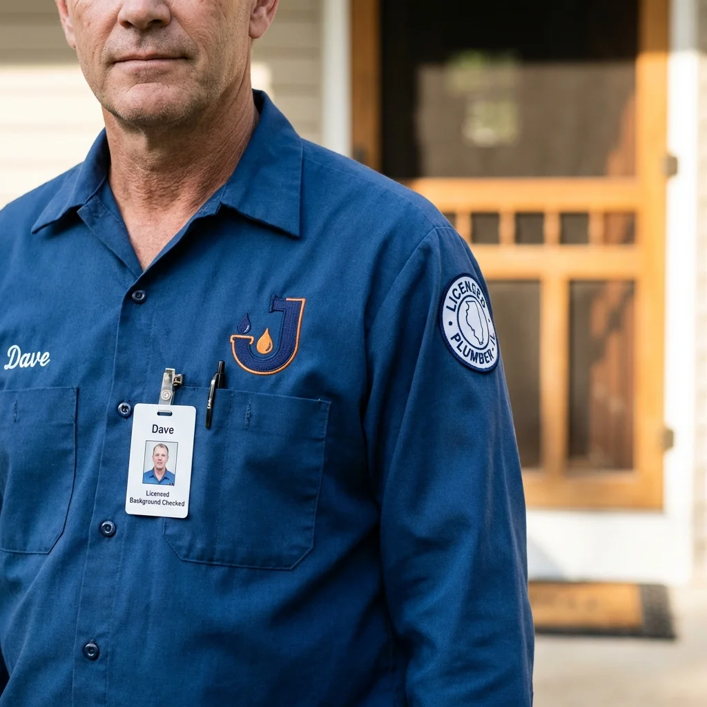 Licensed plumber showing ID badge in Pearl City, HI