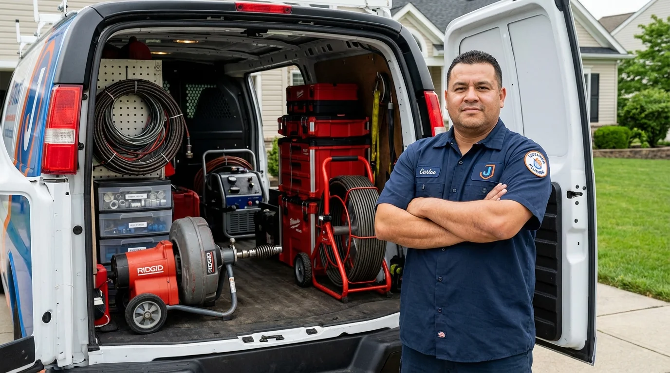 Professional drain cleaning equipment and Johns Plumbing LLC plumber in Pearl City