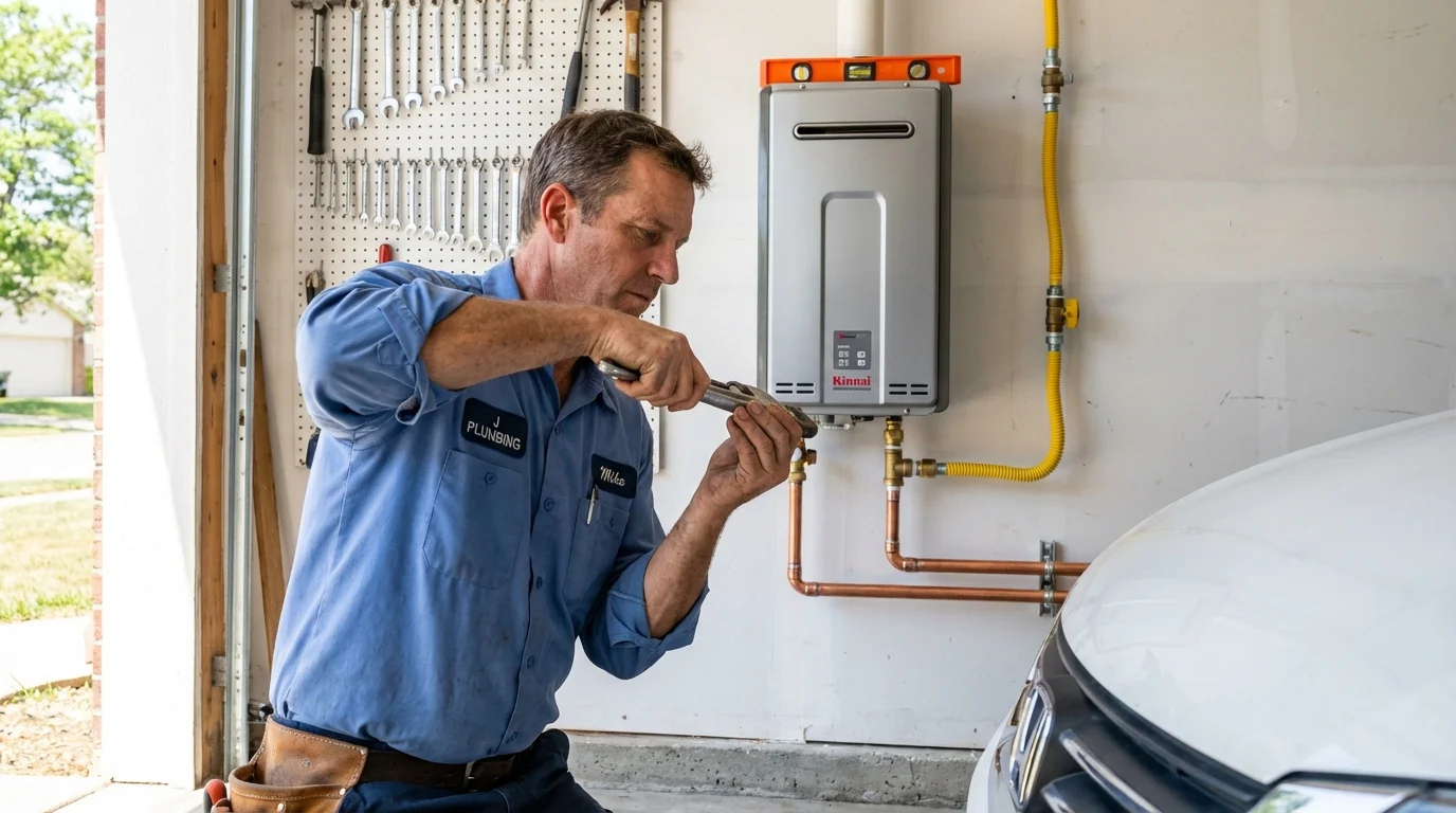 Tankless water heater installation by a Johns Plumbing LLC plumber in Pearl City