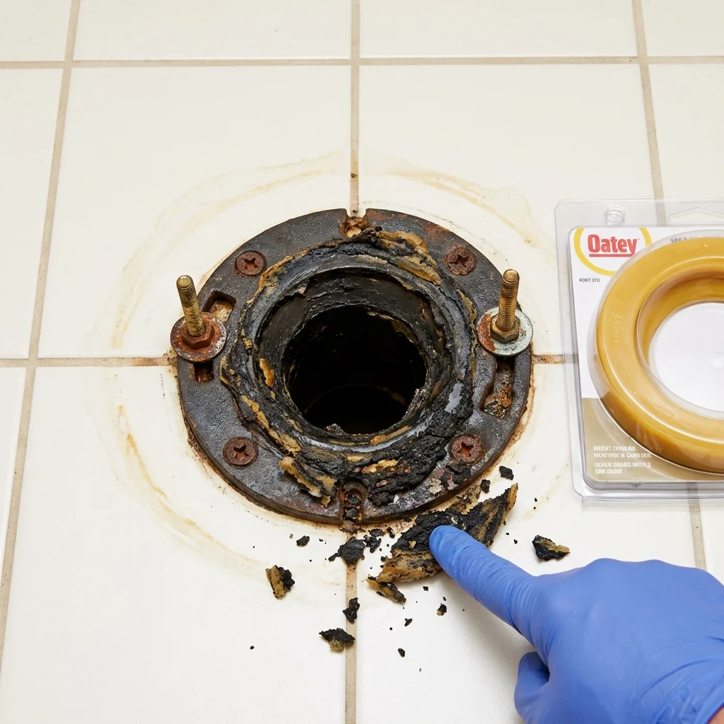 Failed wax ring showing water seepage at the base of a toilet in a Pearl City, HI home