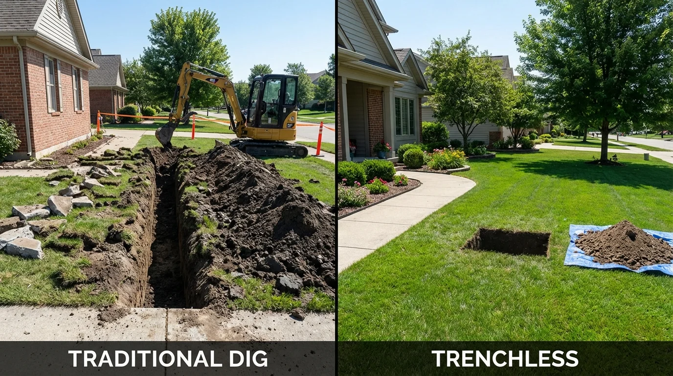 Trenchless sewer repair with minimal yard damage versus traditional excavation in Pearl City, HI
